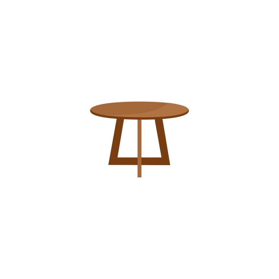 A brown round table with a round top that says'round'on it. vector