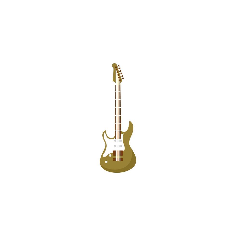A brown guitar with a white background and the word guitar on it. vector
