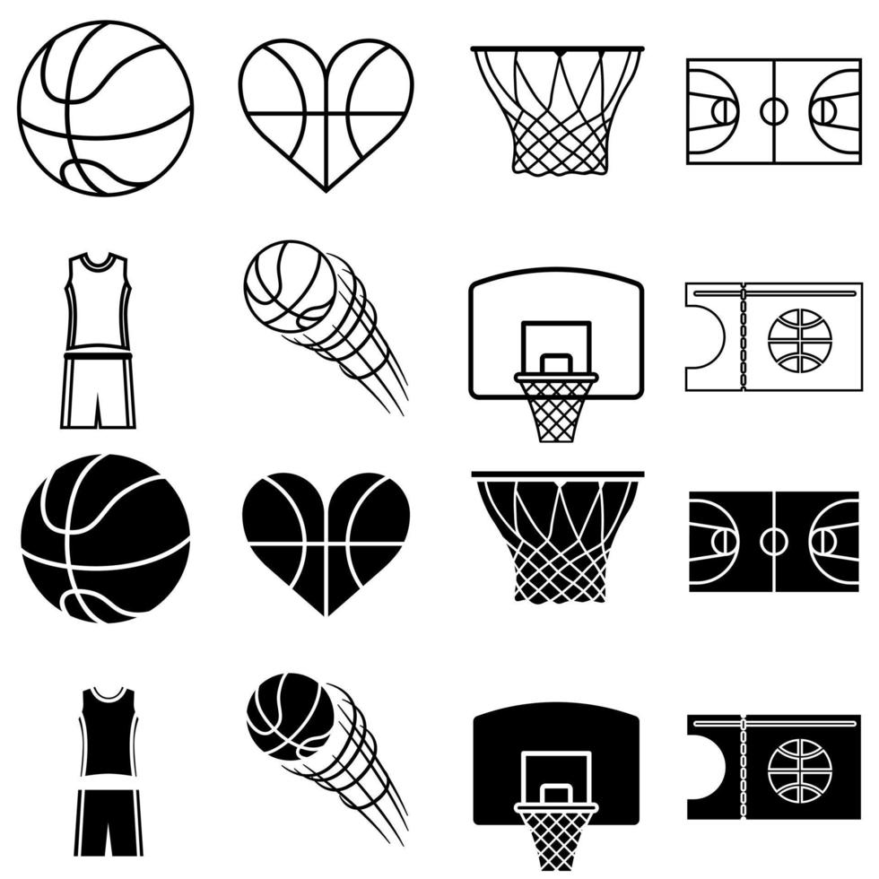 baloncesto icono vector colocar. streetball ilustración firmar recopilación. deporte símbolo o logo.