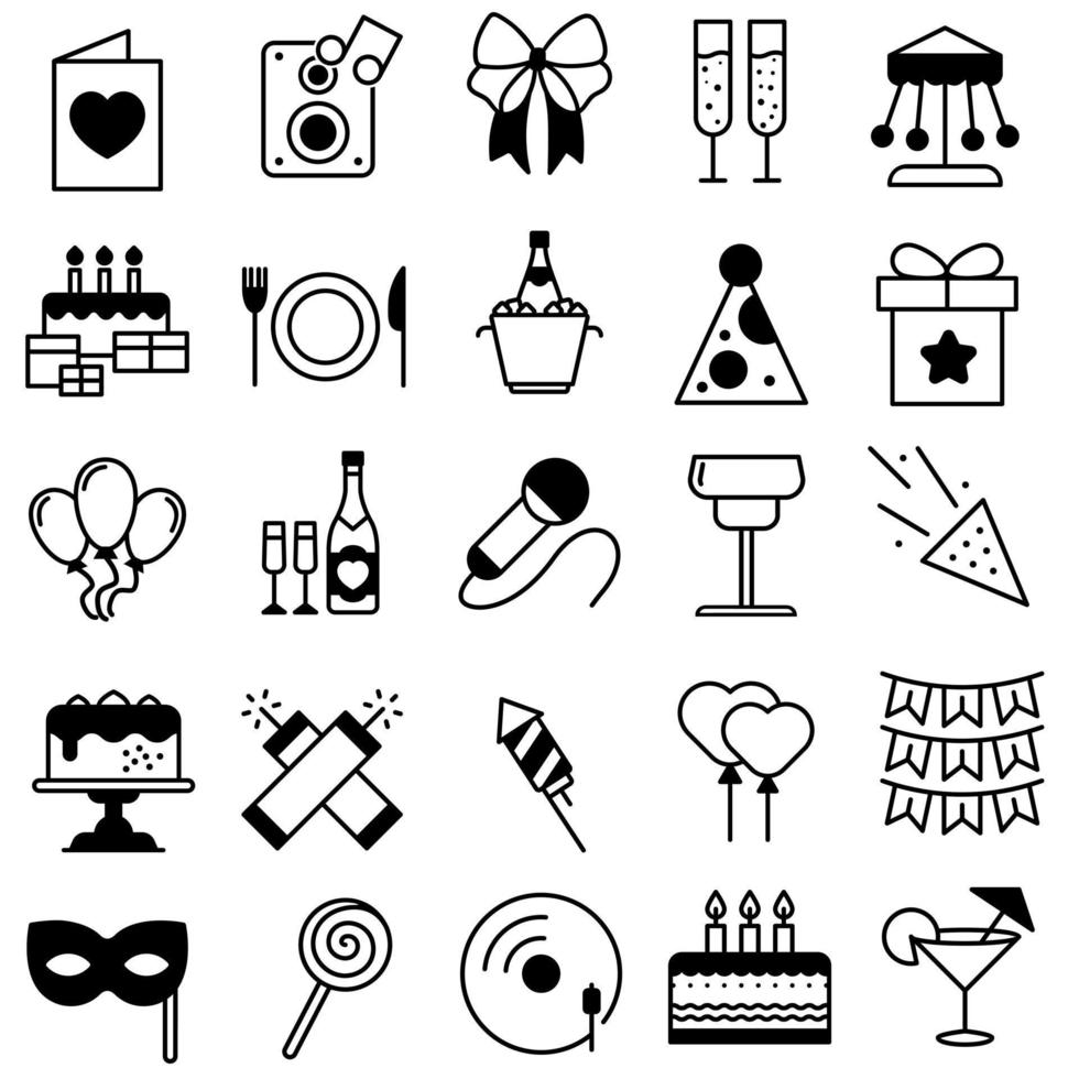 Celebration icon vector set. holiday illustration sign collection. Party symbol. event logo.