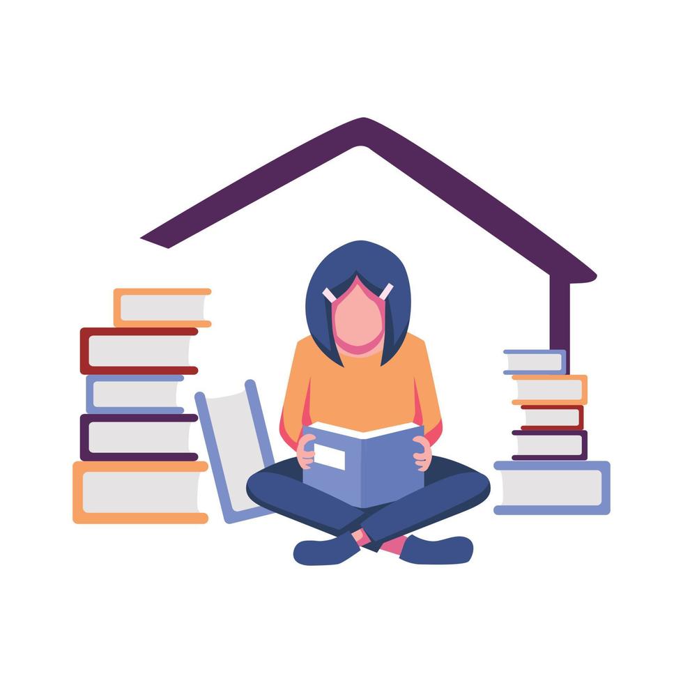 happy people lend each other the book.ai vector