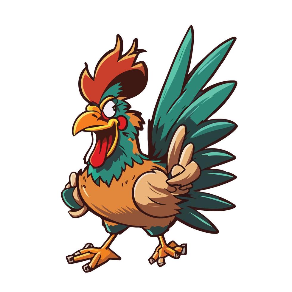 cute rooster cartoon style vector