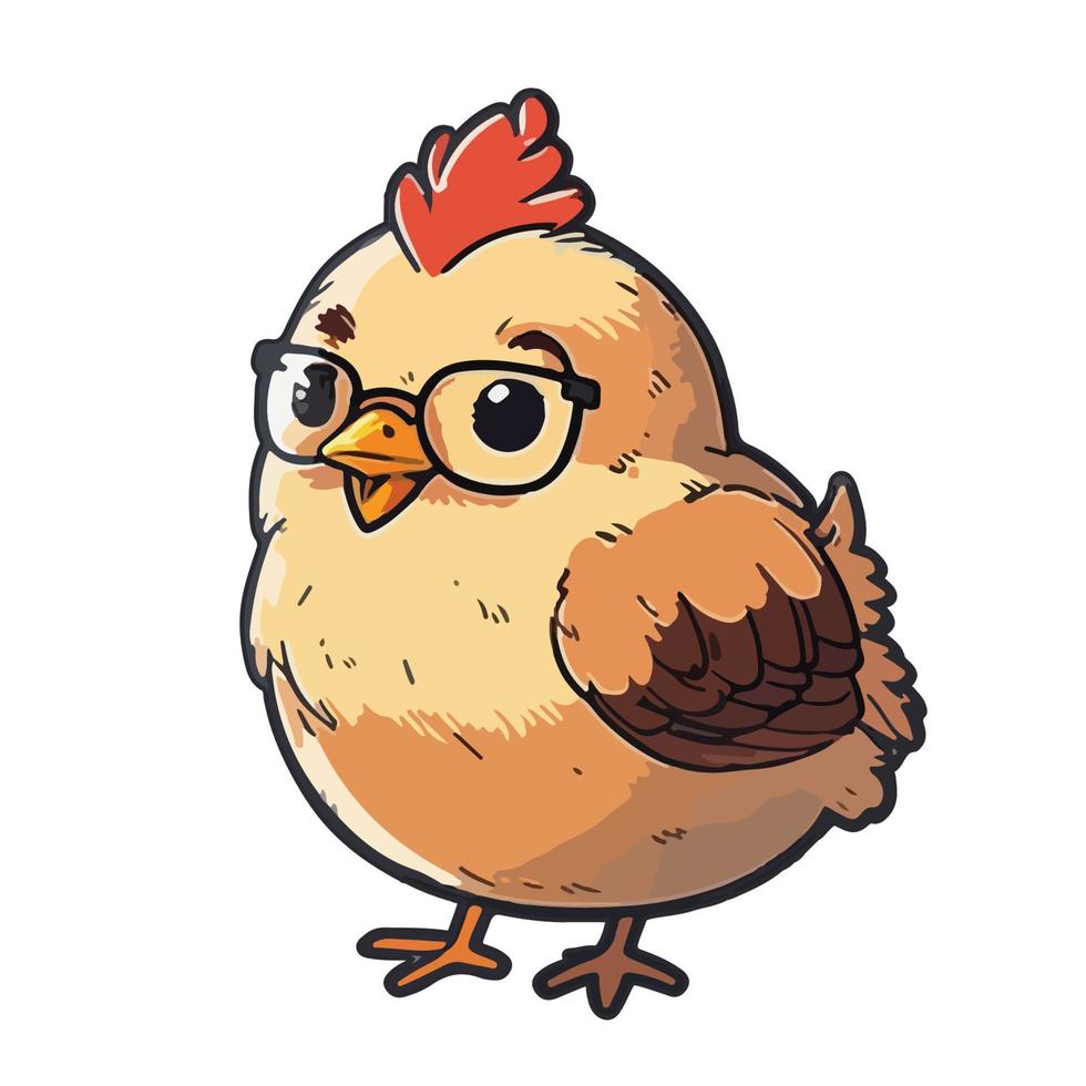 cute hen cartoon style vector