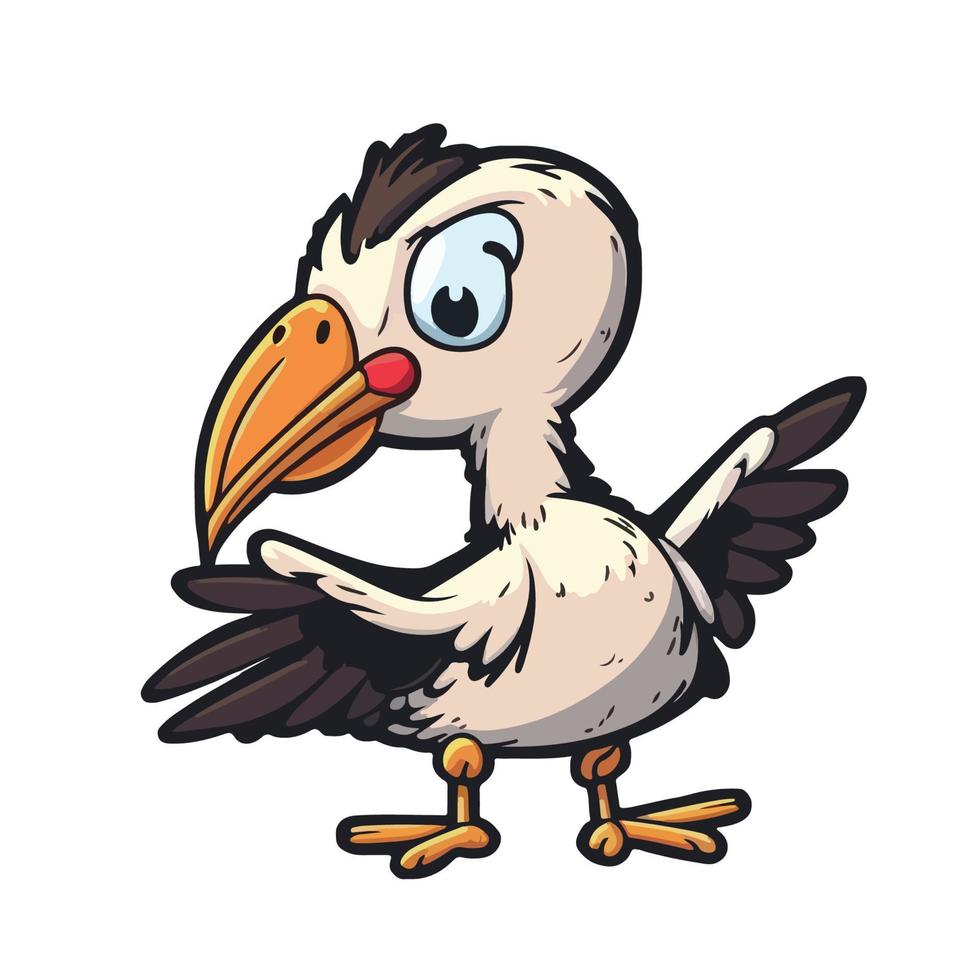 cute stork cartoon style vector