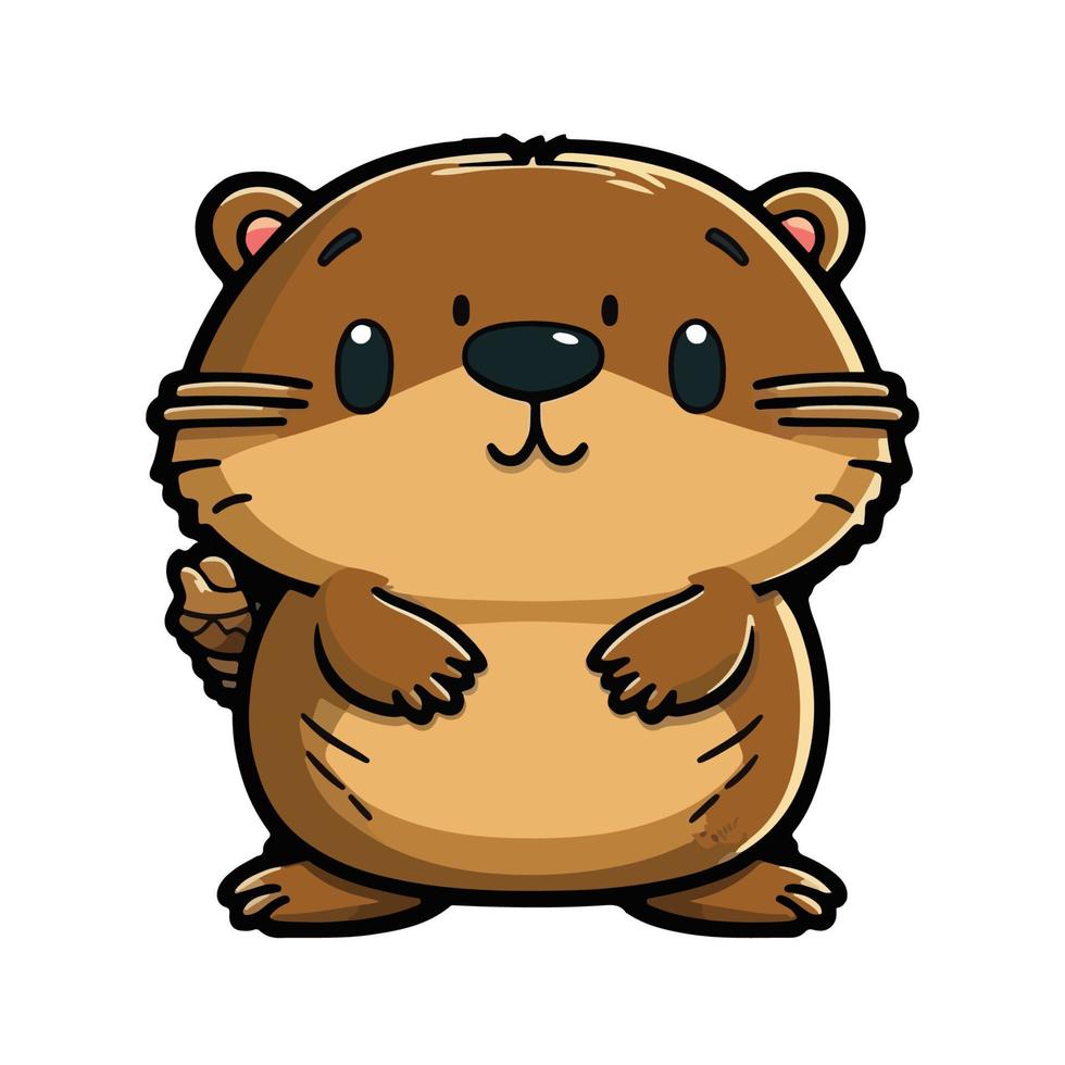 cute beaver cartoon style vector