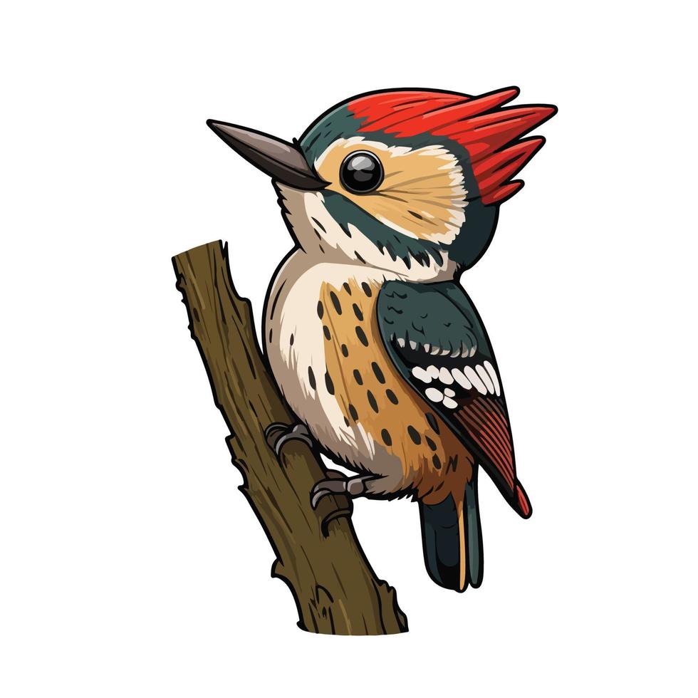linda pájaro carpintero dibujos animados estilo vector