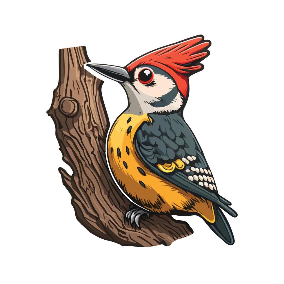 cute woodpecker cartoon style vector