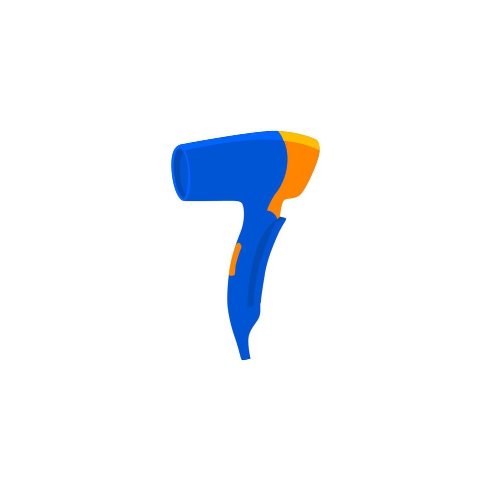 Blue and orange number 7 with a blue clipping path. vector