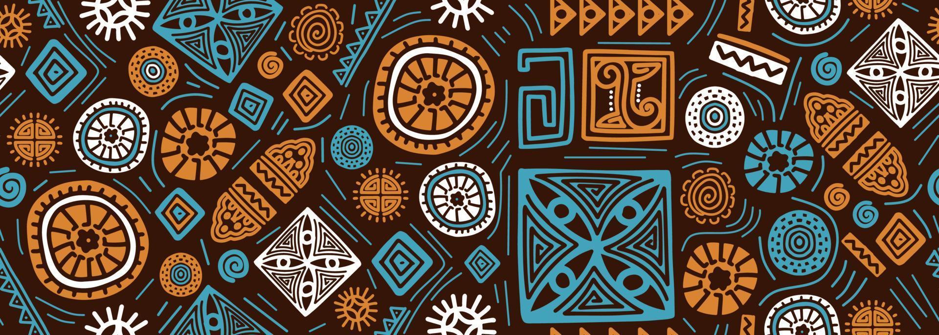 Hand drawn african seamless pattern, tribal motifs vector illustration