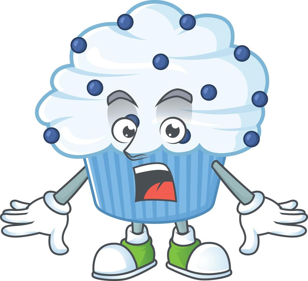 Vanilla blue cupcake Cartoon character vector