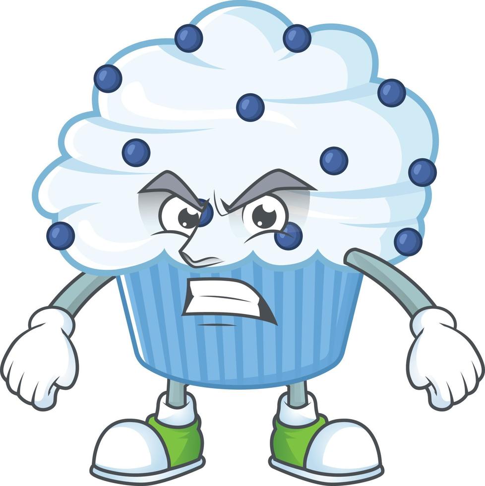 Vanilla blue cupcake Cartoon character vector