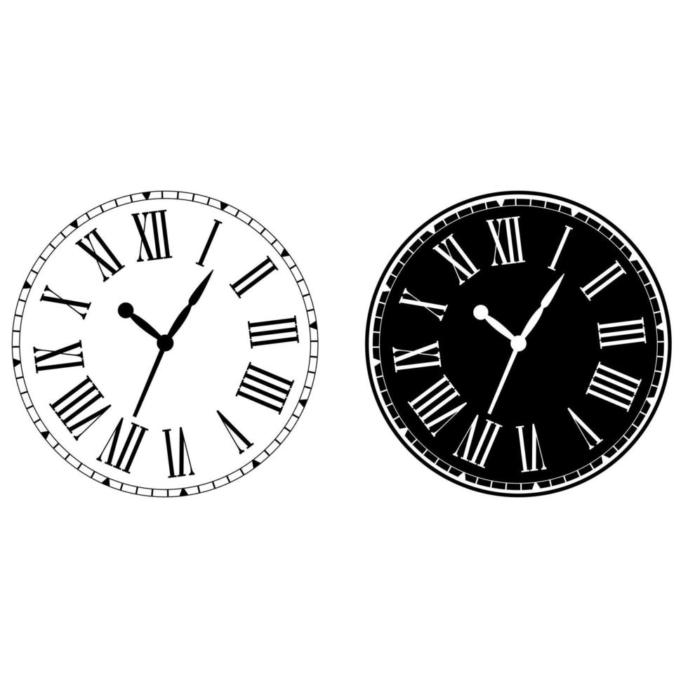 Clock face icon vector set. Wall Clock illustration sign collection