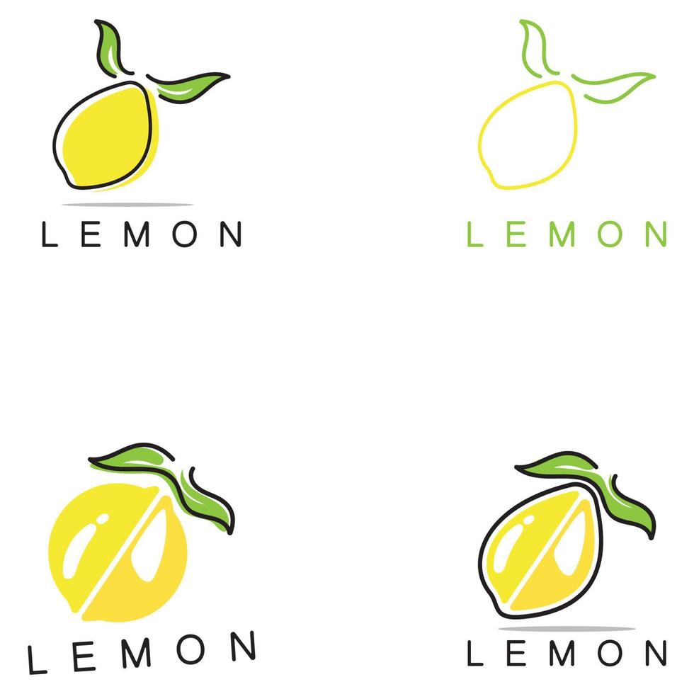 Fresco limón Fruta logo con hojas ilustración modelo. logo para limón jugo de limon jardín, fruta tienda, moderno vector. vector