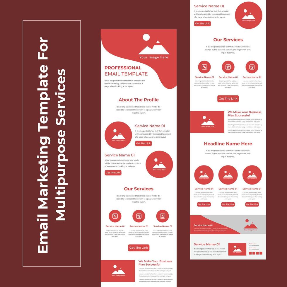 Responsive Email Marketing concept page or one page email Newsletter template in flat design,responsive marketing newsletter template for business with modern colorful layout background vector