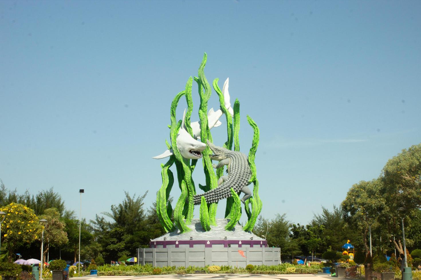 Suro and Boyo statues in Suroboyo Park, Taman Suroboyo, Surabaya photo