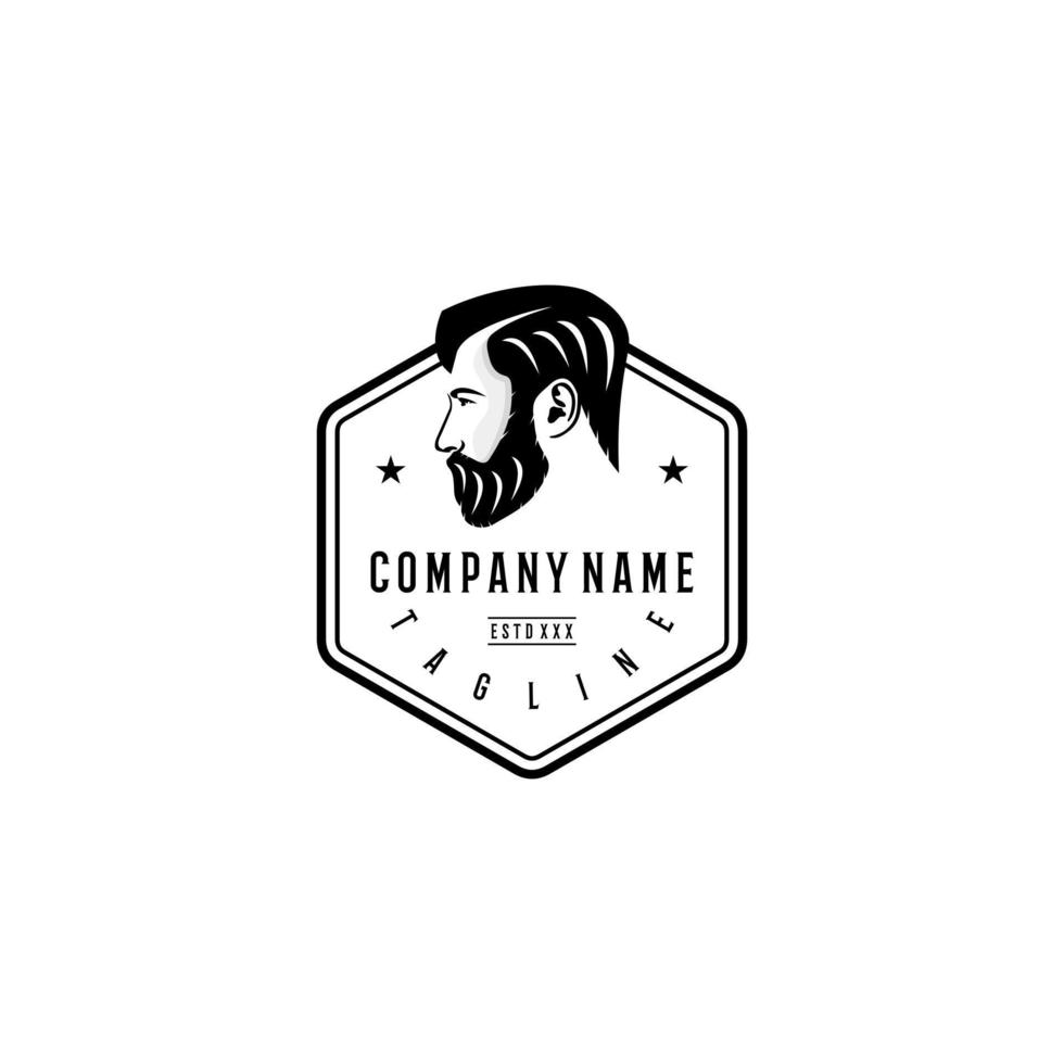 Bearded man logo design template. Awesome a bearded man logo. A bearded man silhouette logotype. vector