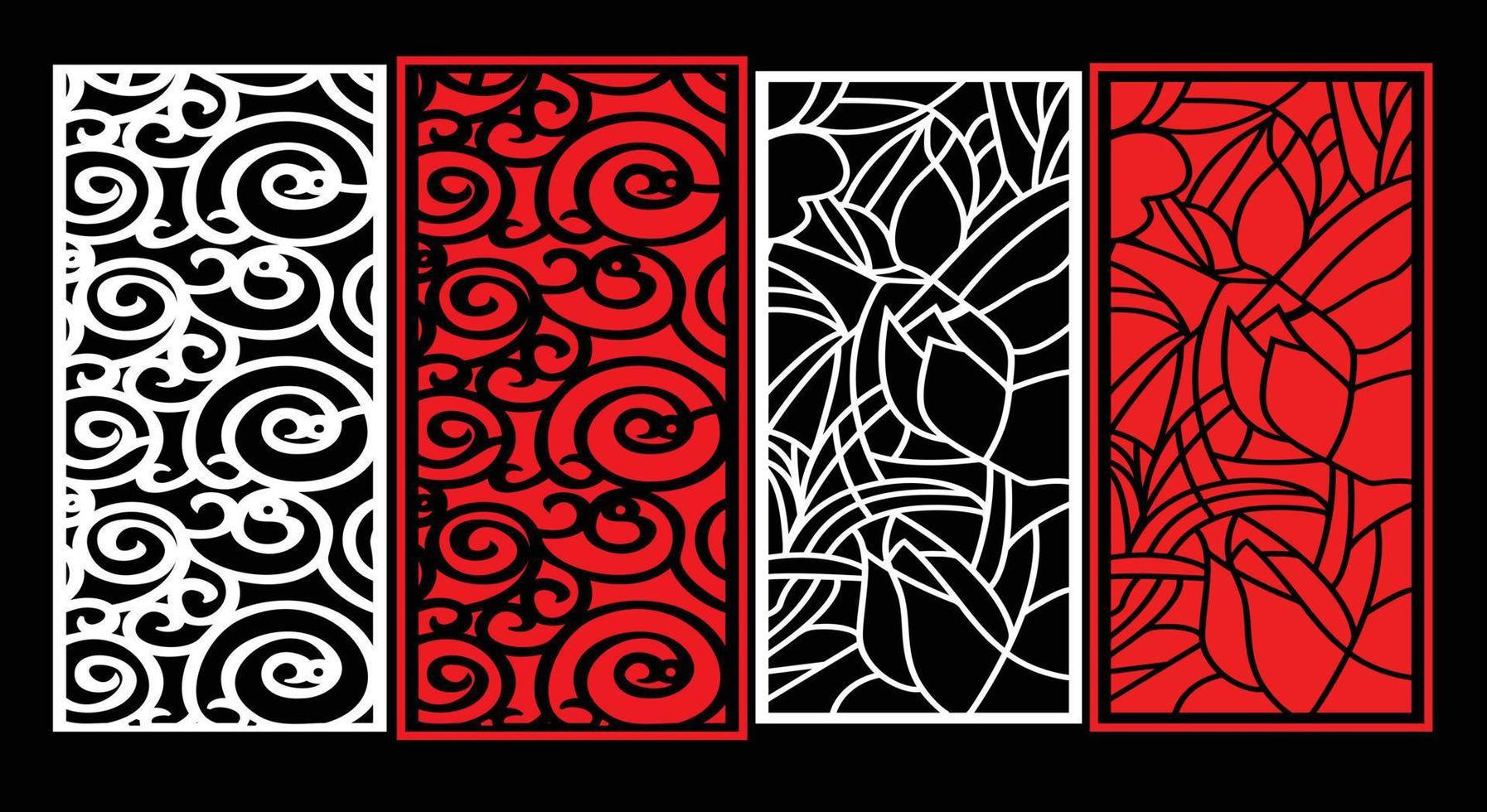 Decorative wall panel set chinese mdf cnc router laser cutting pattern design for mdf wood cutting vector Cnc Router Design Foamsheet, Acrylic and CNC Machine Cutting, EPS File.