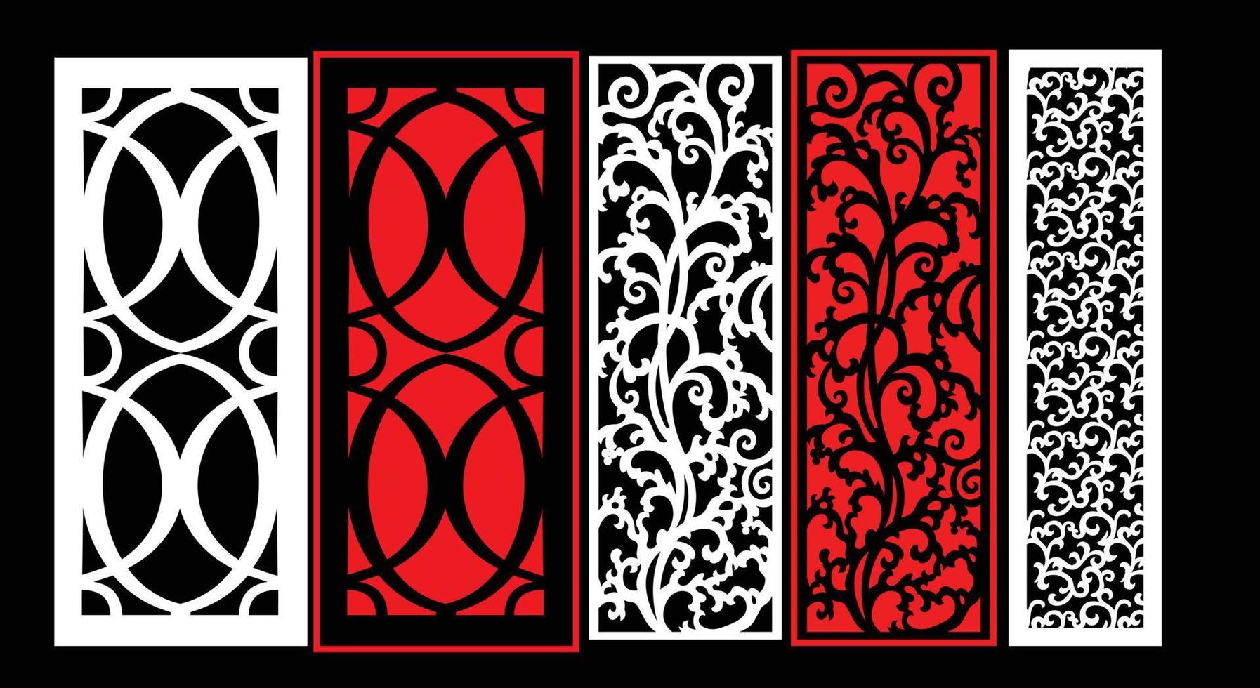 Decorative wall panel set chinese mdf cnc router laser cutting pattern design for mdf wood cutting vector Cnc Router Design Foamsheet, Acrylic and CNC Machine Cutting, EPS File.