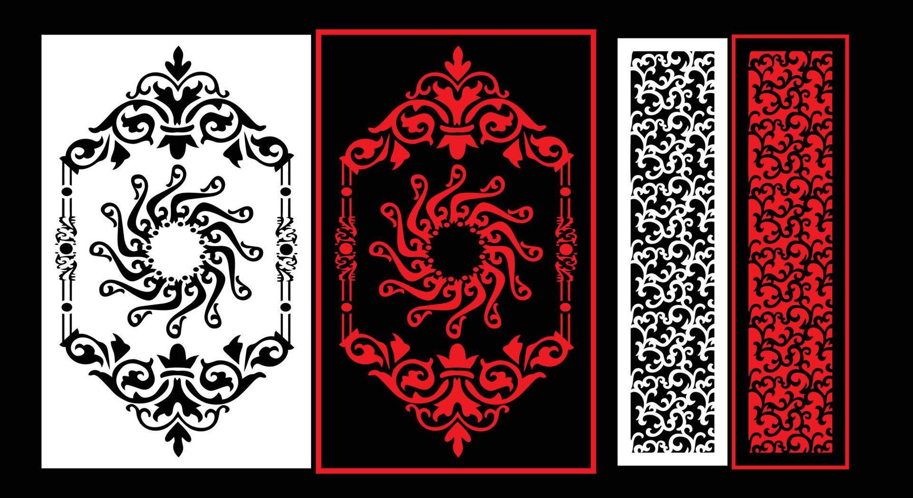 Decorative wall panel set chinese mdf cnc router laser cutting pattern design for mdf wood cutting vector Cnc Router Design Foamsheet, Acrylic and CNC Machine Cutting, EPS File.