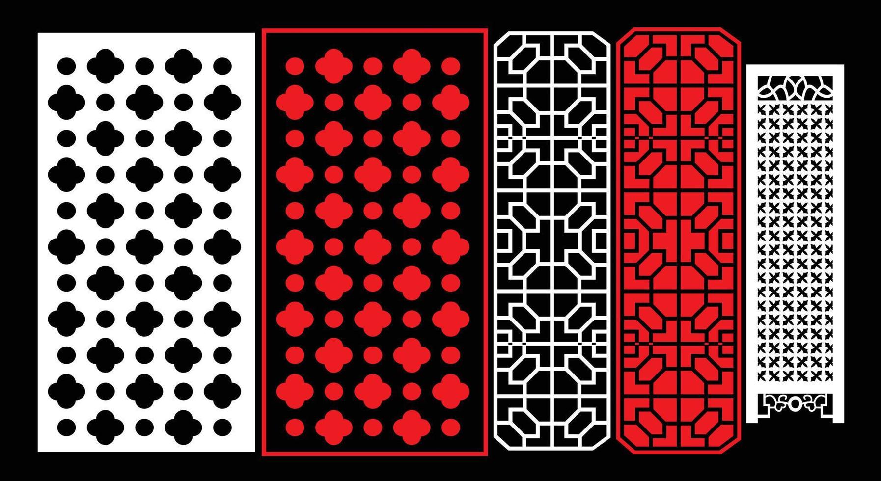 Decorative wall panel set chinese mdf cnc router laser cutting pattern design for mdf wood cutting vector Cnc Router Design Foamsheet, Acrylic and CNC Machine Cutting, EPS File.