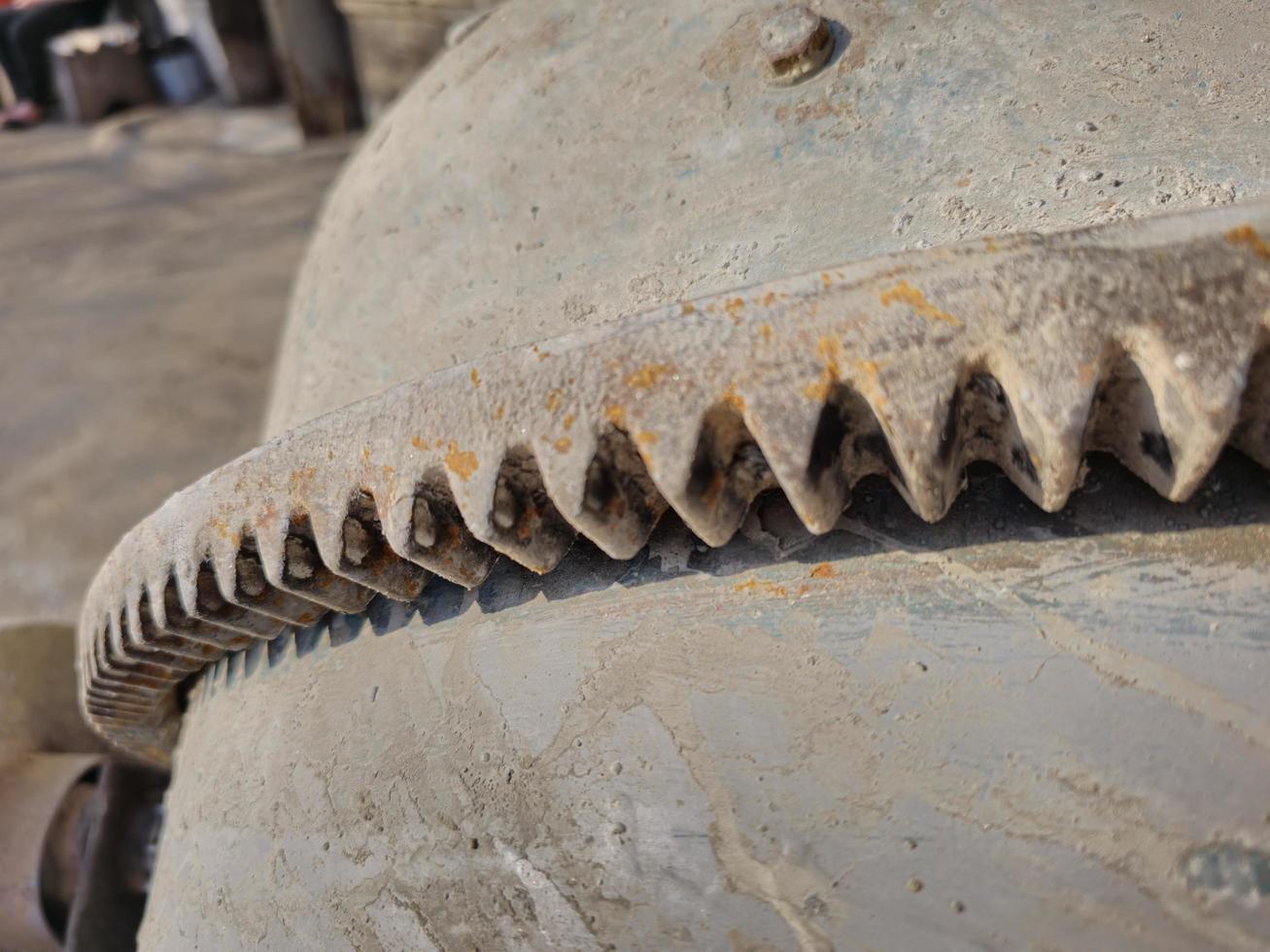 The gearing mechanism of the gearbox of a small concrete mixer. photo