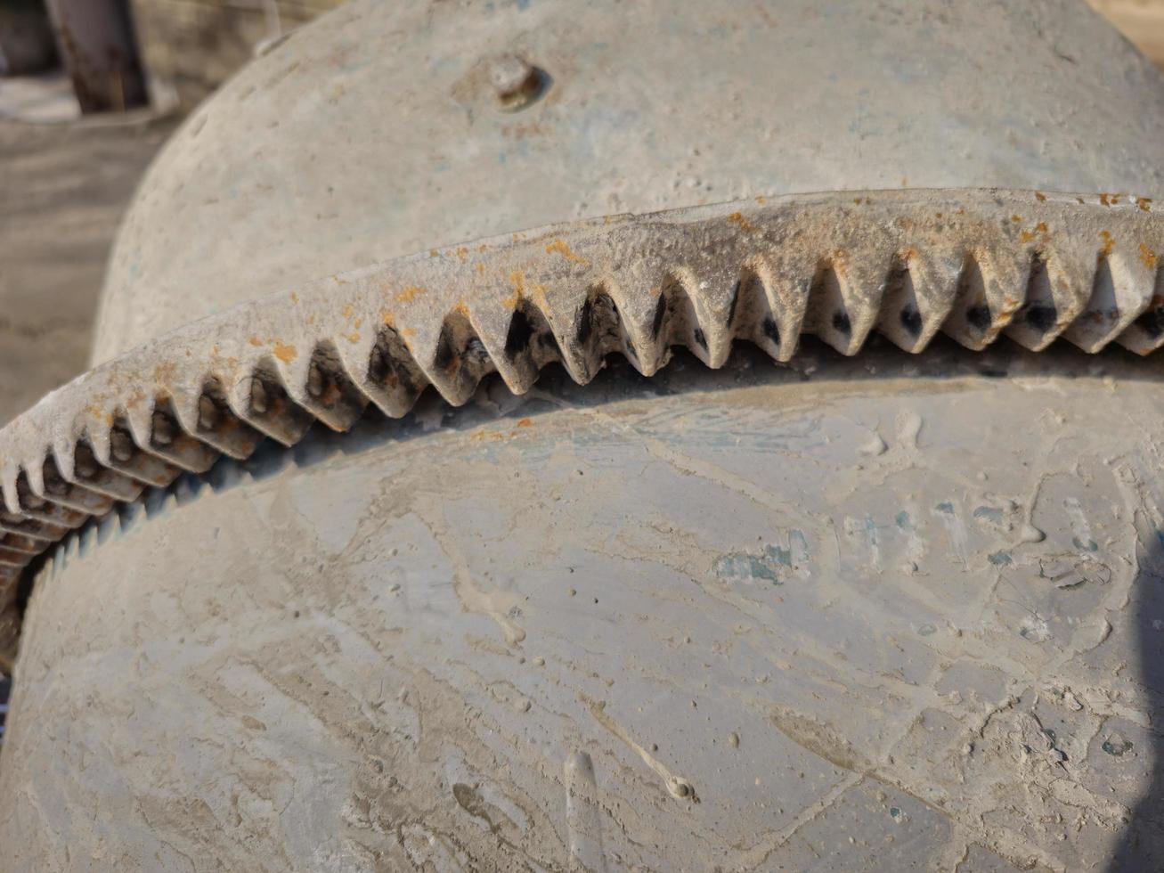 The gearing mechanism of the gearbox of a small concrete mixer. photo