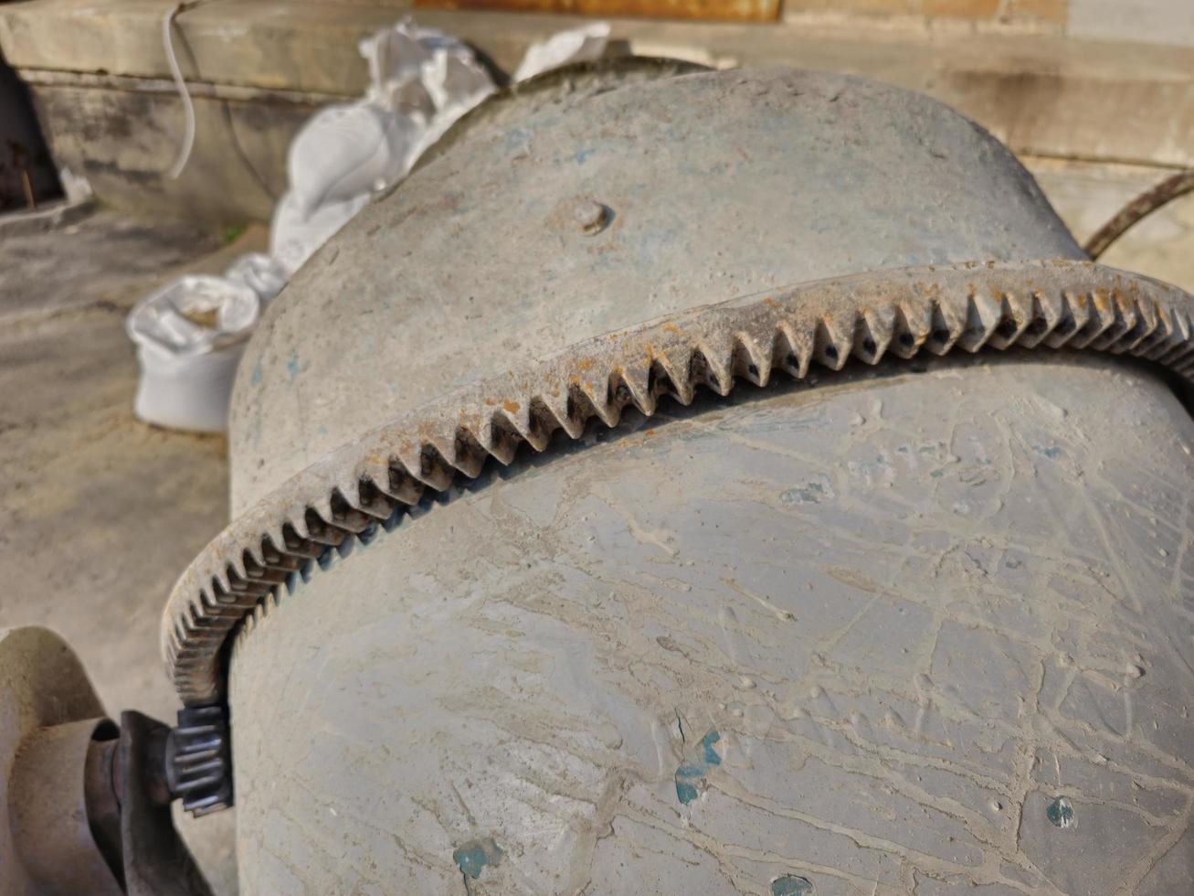 The gearing mechanism of the gearbox of a small concrete mixer. photo