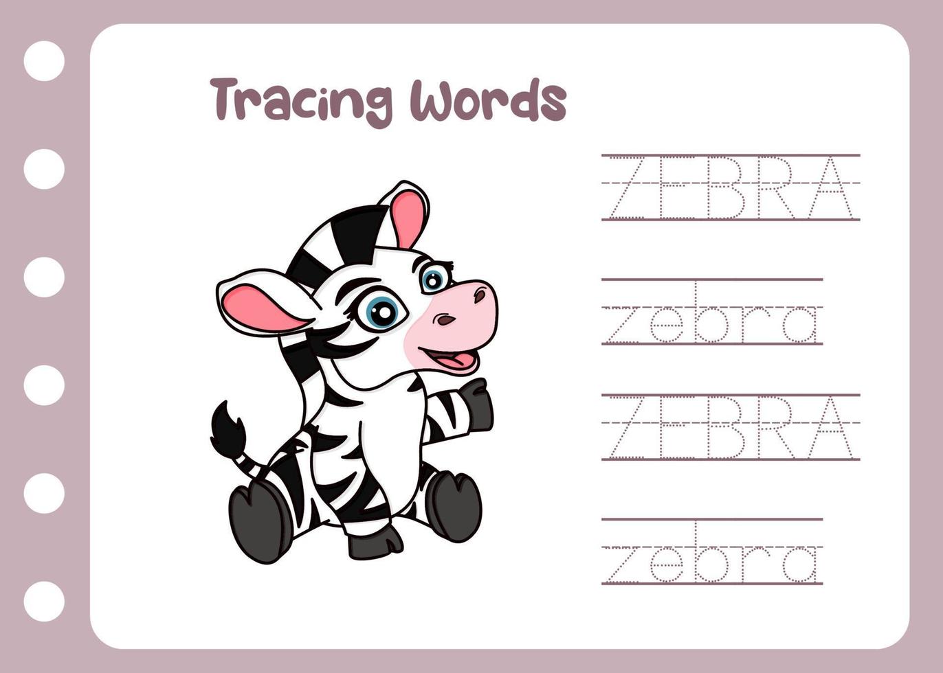 learn tracing word of zebra 21639713 Vector Art at Vecteezy