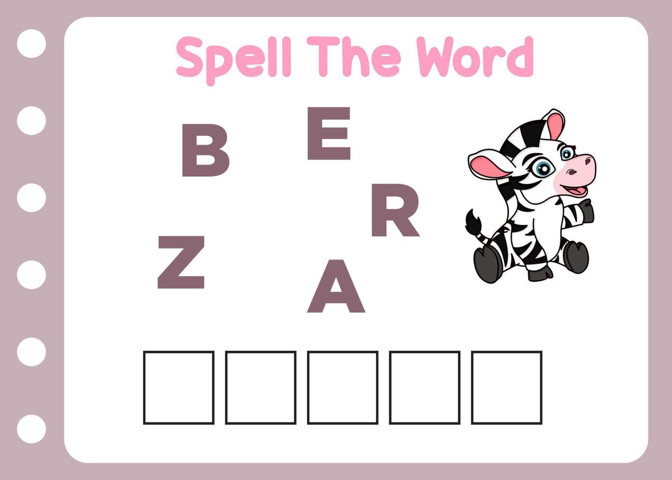 spelling word of zebra vector