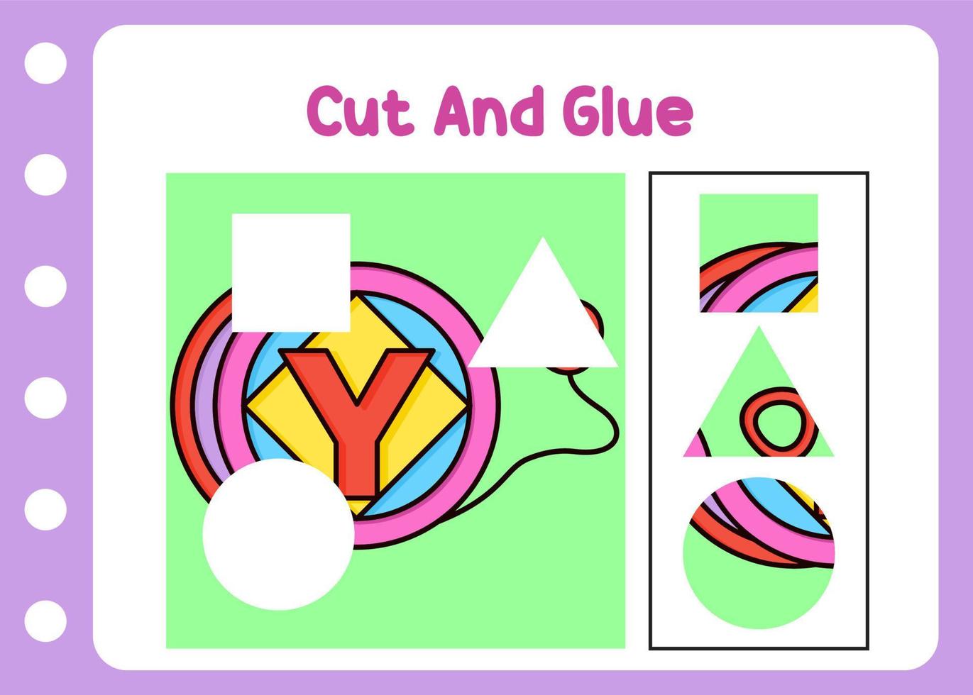 cut and glue yo yo cartoon character vector