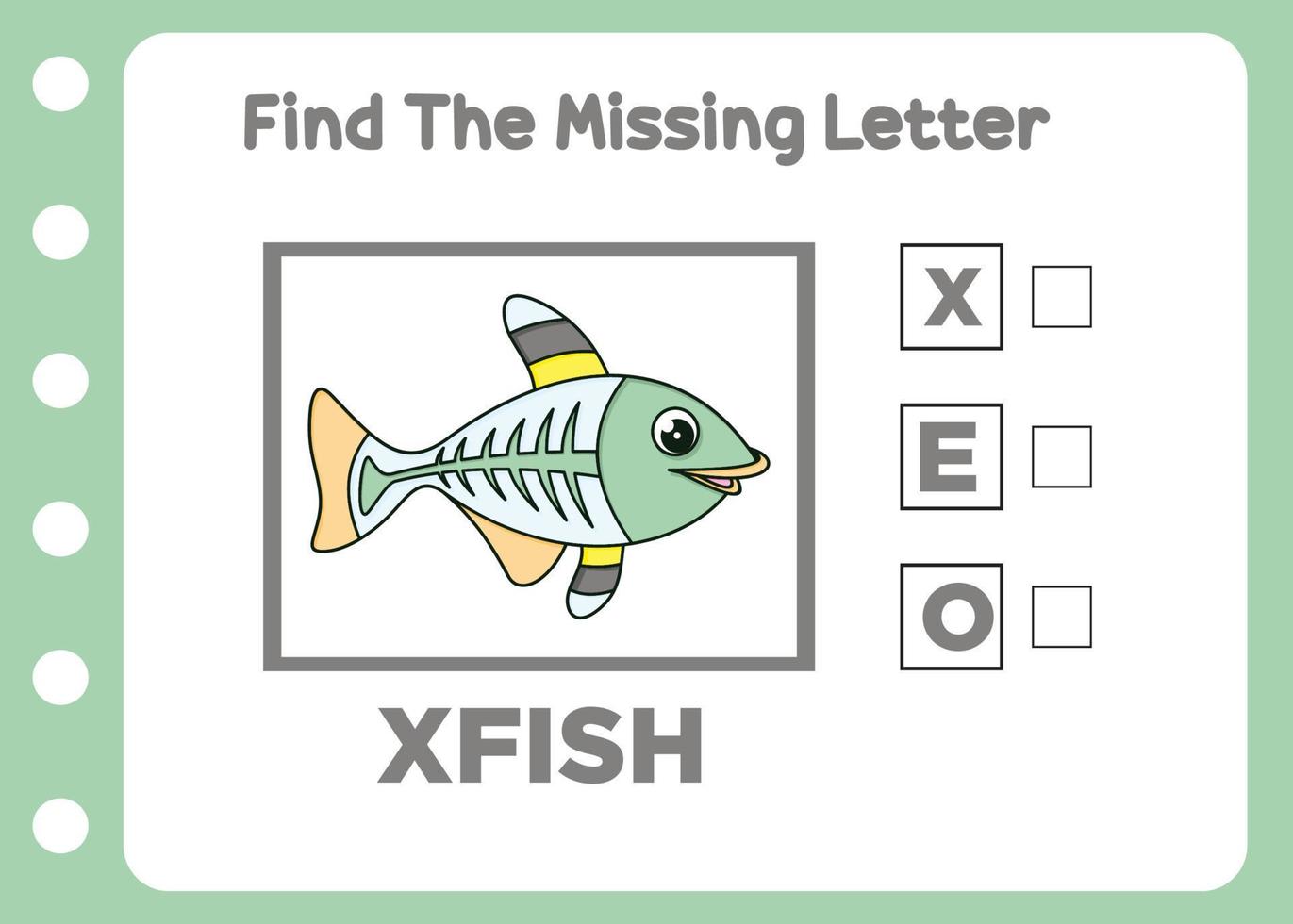 encontrar el desaparecido letra de X pescado vector