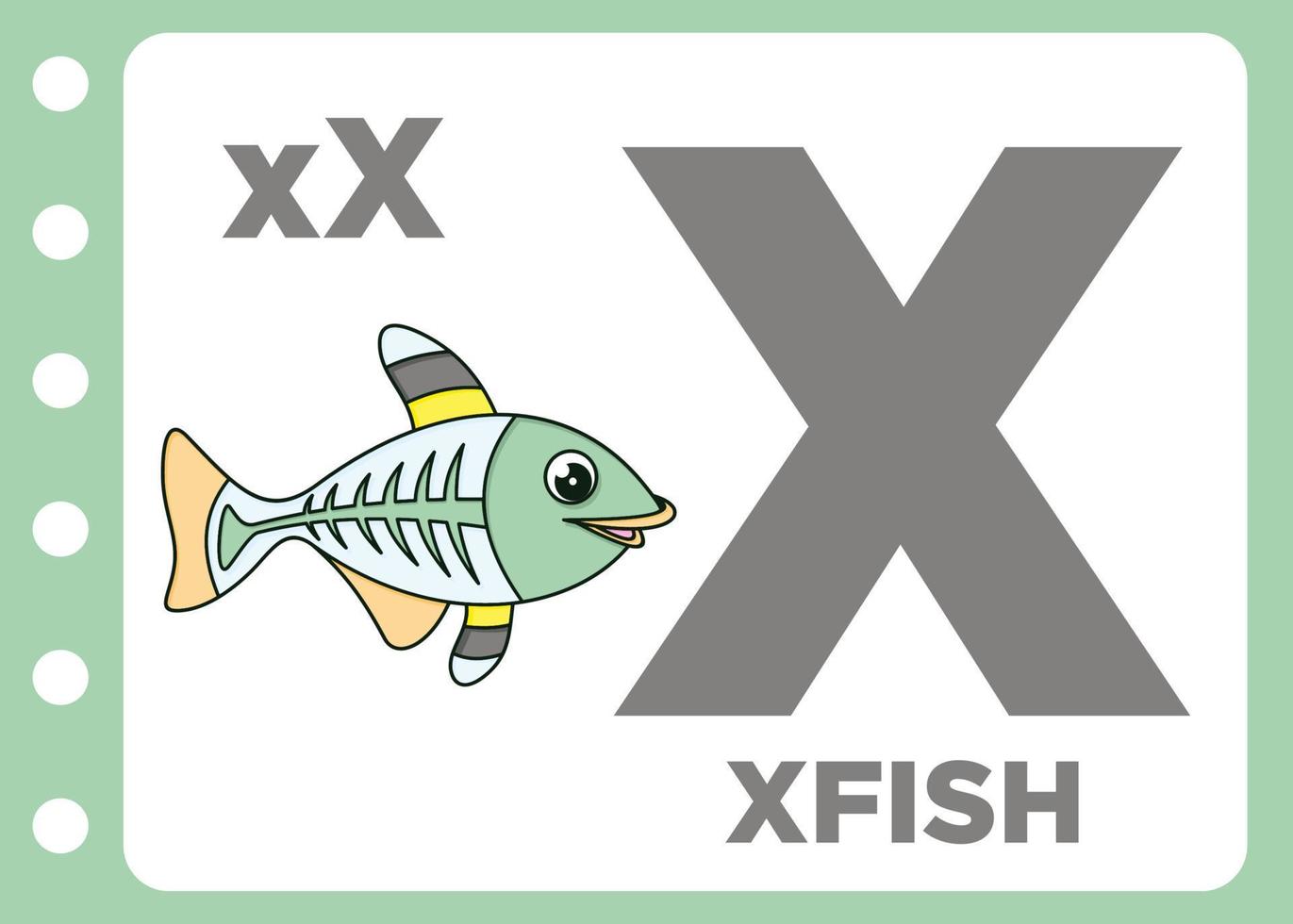 letter x is for x fish cartoon alphabet vector