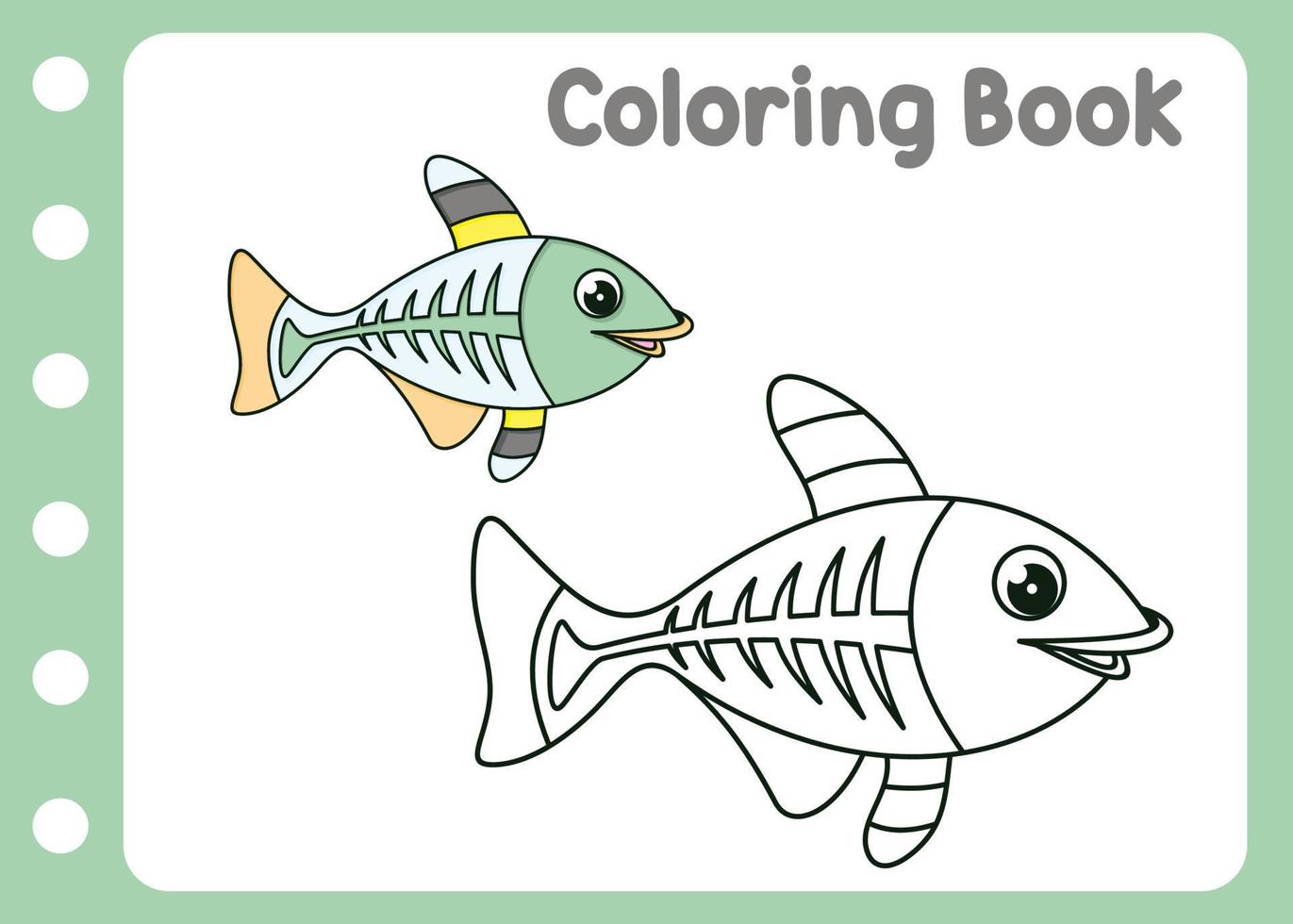 coloring book the x fish cartoon vector