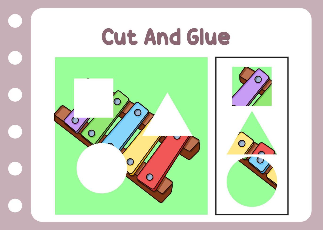 cut and glue the xylophone for children vector