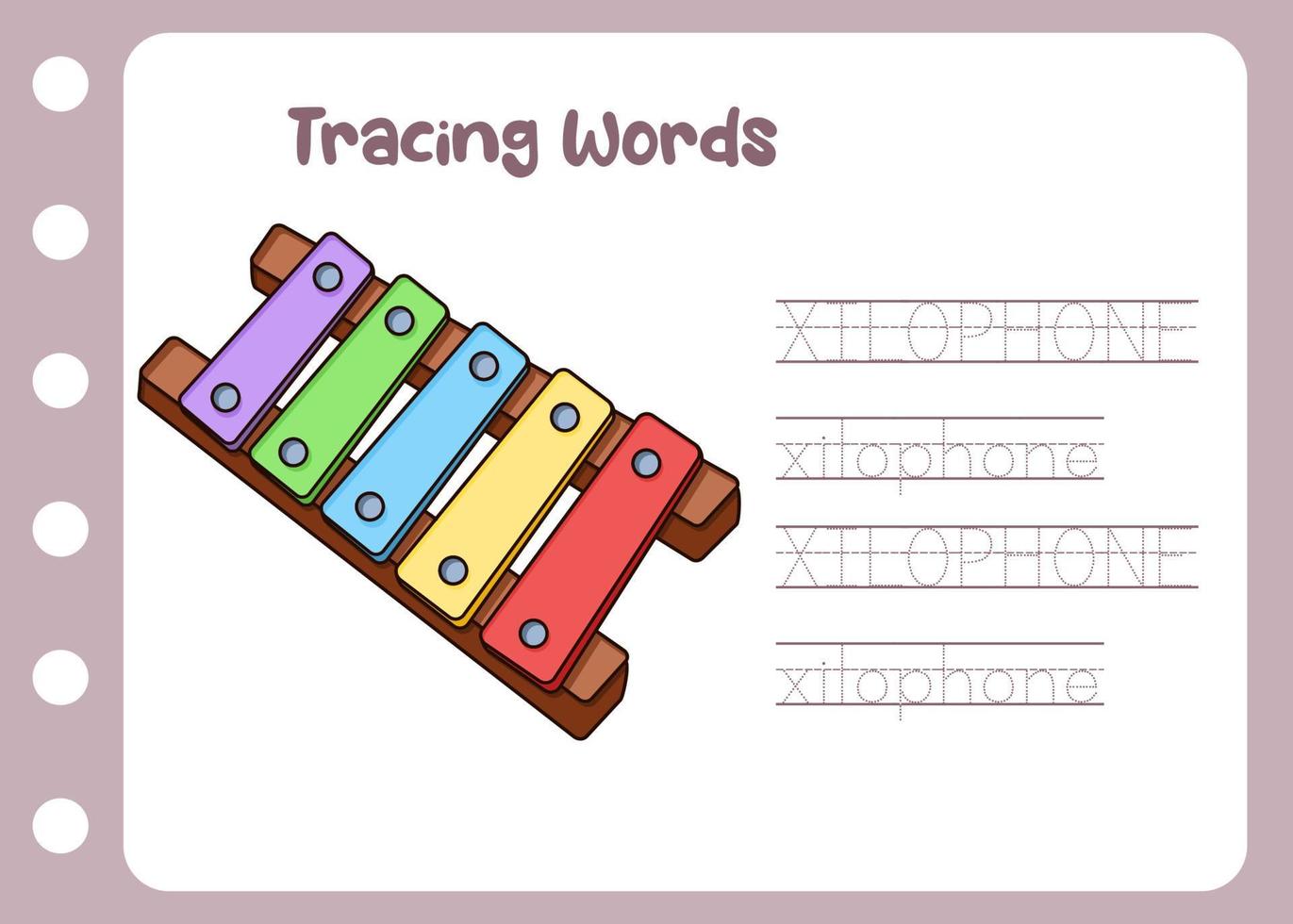 learn to trace the word of xylophone 21639754 Vector Art at Vecteezy