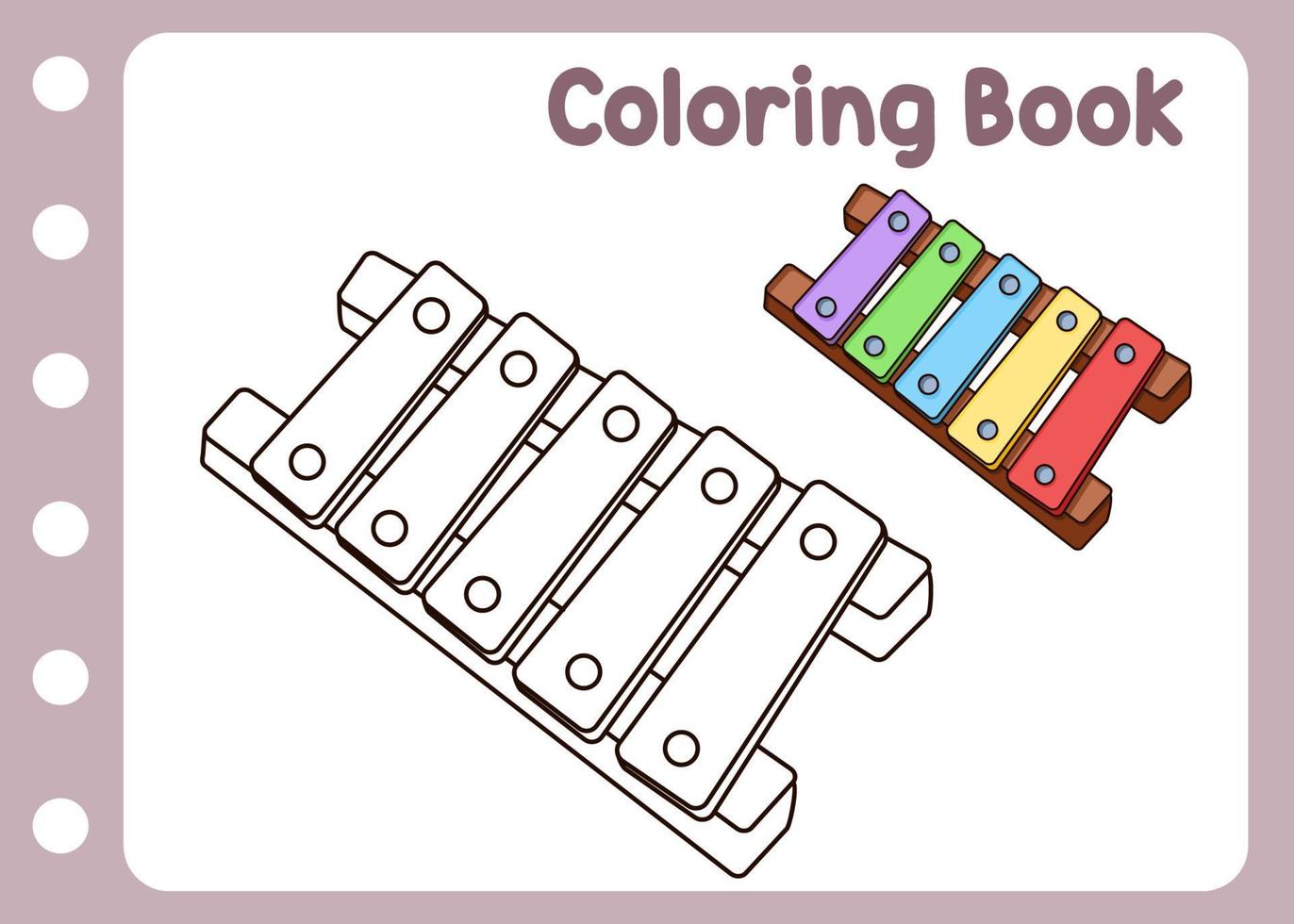 coloring book for xylophone kids education vector