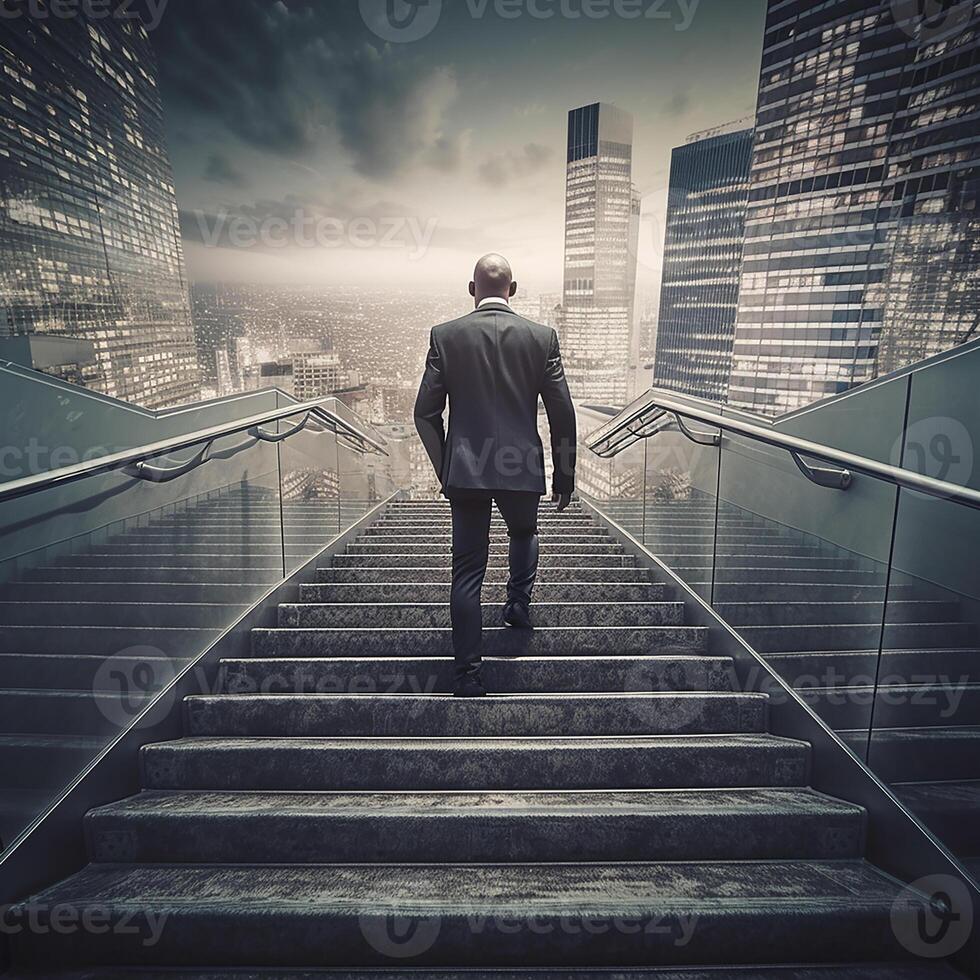 The concept of success in a dynamic world. Success in business and in personal life. photo