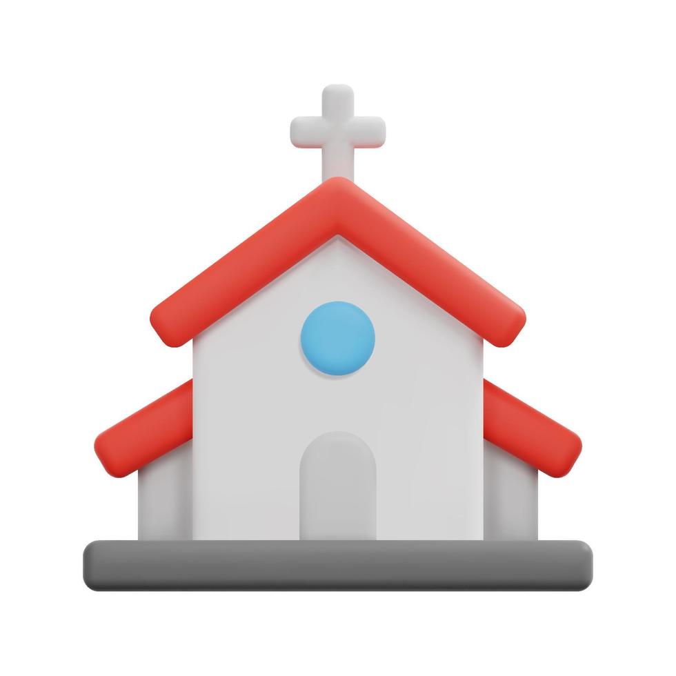 3d church icon vector. Isolated on white background. 3d building and architecture concept. Cartoon minimal style. 3d building icon vector render illustration.