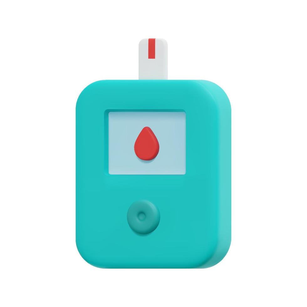 3d glucose meter icon vector. Isolated on white background. 3d medical equipment, medical and healthcare concept. Cartoon minimal style. 3d digital glucose meter icon vector render illustration.