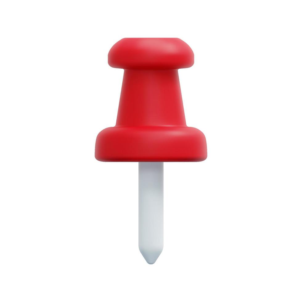 3d red push pin icon vector. Isolated on white background. Stationery items. Paperwork equipment. Cartoon minimal style. 3d thumbtack icon vector render illustration.