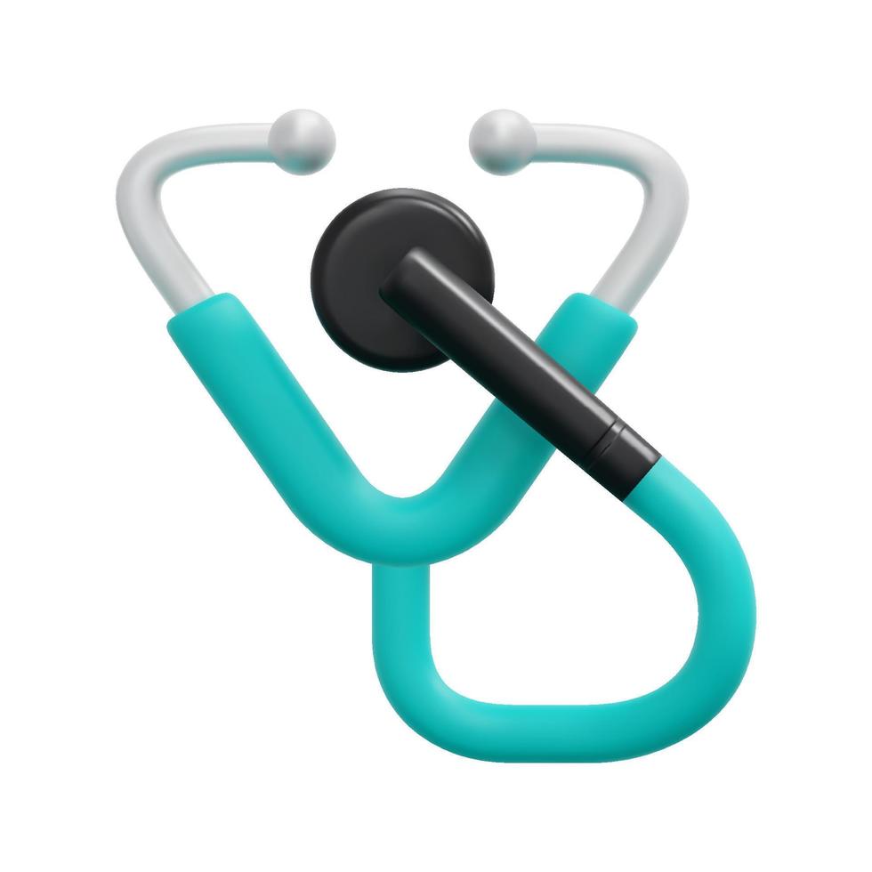 3d stethoscope icon vector. Isolated on white background. 3d medical equipment, medical and healthcare concept. Cartoon minimal style. 3d phonendoscope icon vector render illustration.