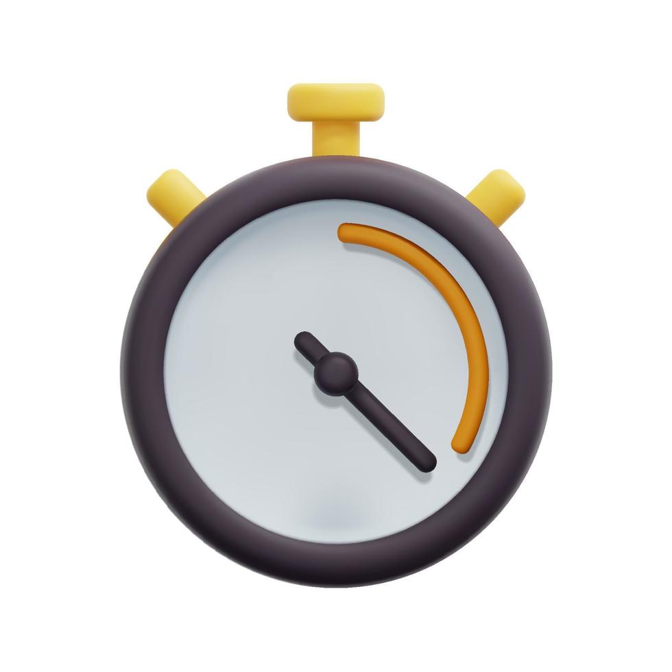 3d round stopwatch clock  icon vector. Isolated on white background. 3d time management, deadline and time keeping concept. Cartoon minimal style. 3d timer icon vector render illustration.