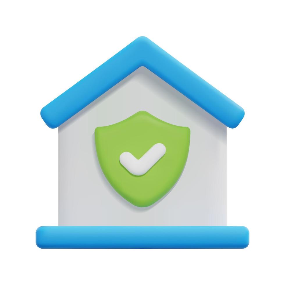 3d house security icon vector. Isolated on white background. 3d rental property and real estate concept. Cartoon minimal style. 3d home safety icon vector render illustration.