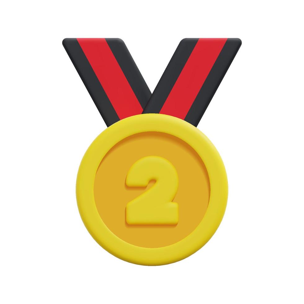 3d quality guarantee medal with star and ribbon icon vector. Isolated on white background. 3d prize, winner and award concept. Cartoon minimal style. 3d badge icon vector render illustration.