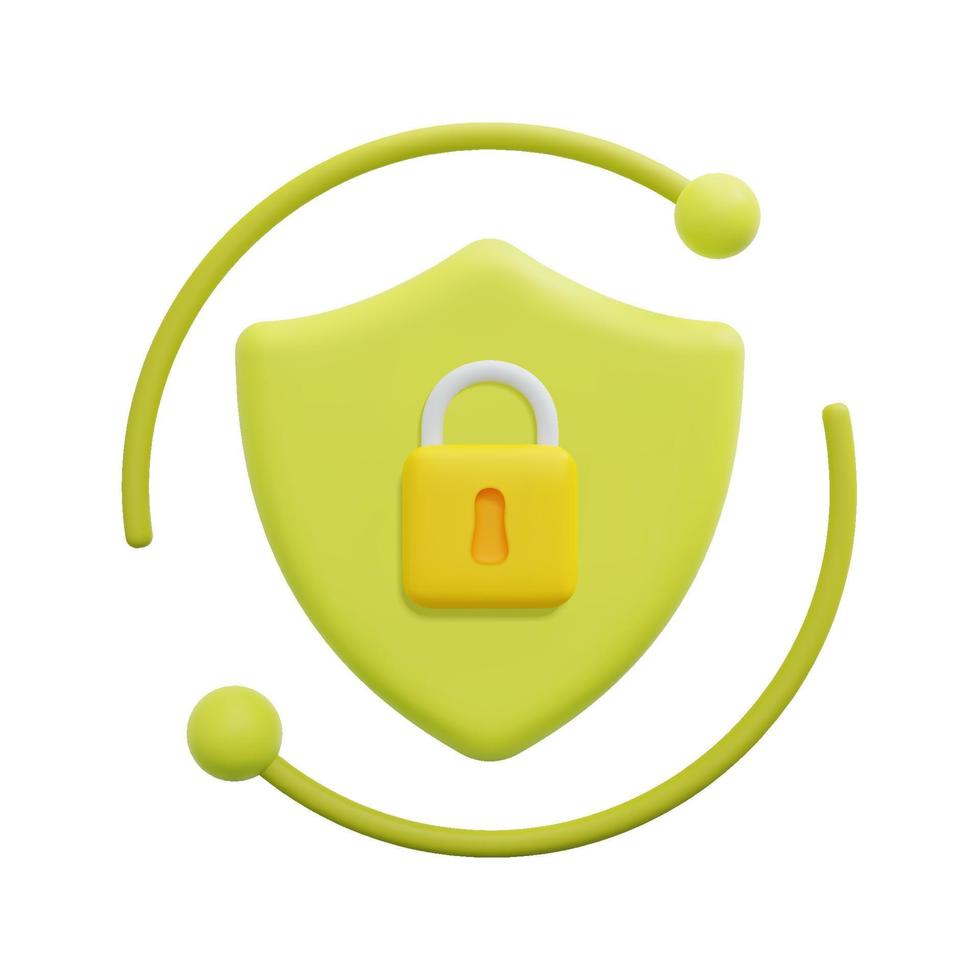 3d security shield icon vector. Isolated on white background. 3d cyber security, data protection and internet security concept. Cartoon minimal style. 3d icon vector render illustration.