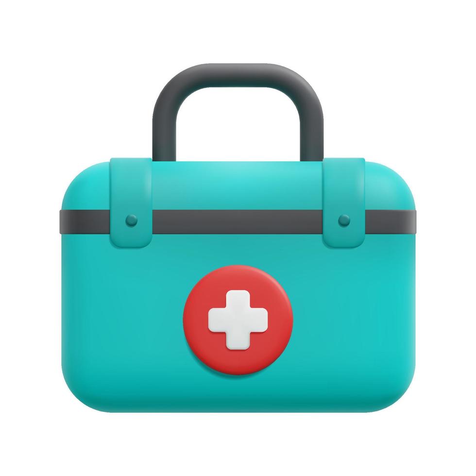 3d first aid kit icon vector. Isolated on white background. 3d