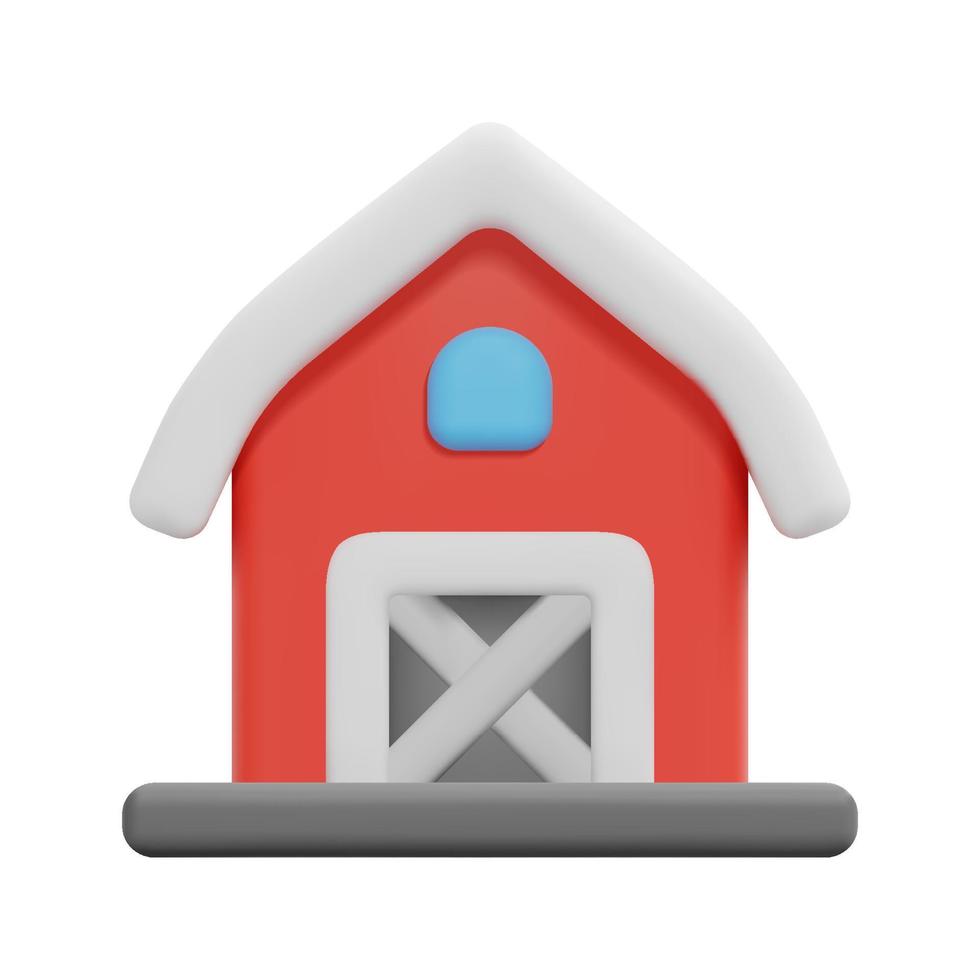 3d barn icon vector. Isolated on white background. 3d building and architecture concept. Cartoon minimal style. 3d house icon vector render illustration.