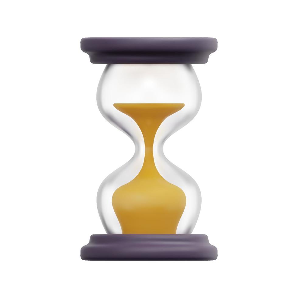 3d hourglass with sand countdown icon vector. Isolated on white background. 3d business, time and deadline concept. Cartoon minimal style. 3d clock icon vector render illustration.