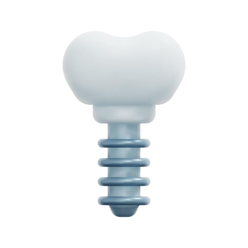 3d dental implant icon vector. Isolated on white background. 3d dental, medicine and healthcare concept. Cartoon minimal style. 3d tooth icon vector render illustration.