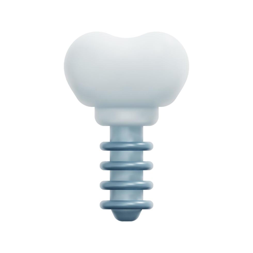 3d dental implant icon vector. Isolated on white background. 3d dental, medicine and healthcare concept. Cartoon minimal style. 3d tooth icon vector render illustration.